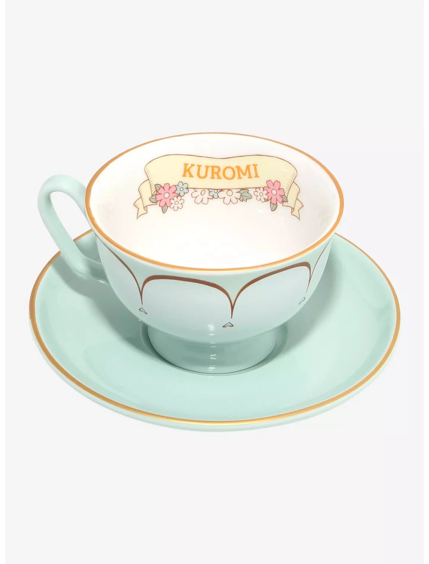 Taza y platillo de té Sanrio Kuromi Floral