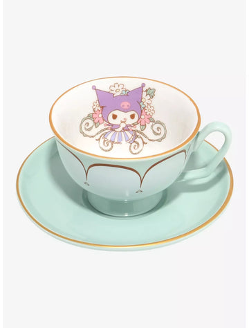 Taza y platillo de té Sanrio Kuromi Floral