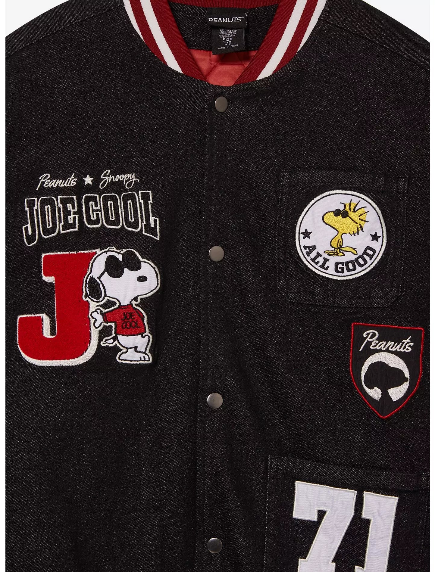 Chamarra Versity Peanuts Snoopy Joe Cool Parches
