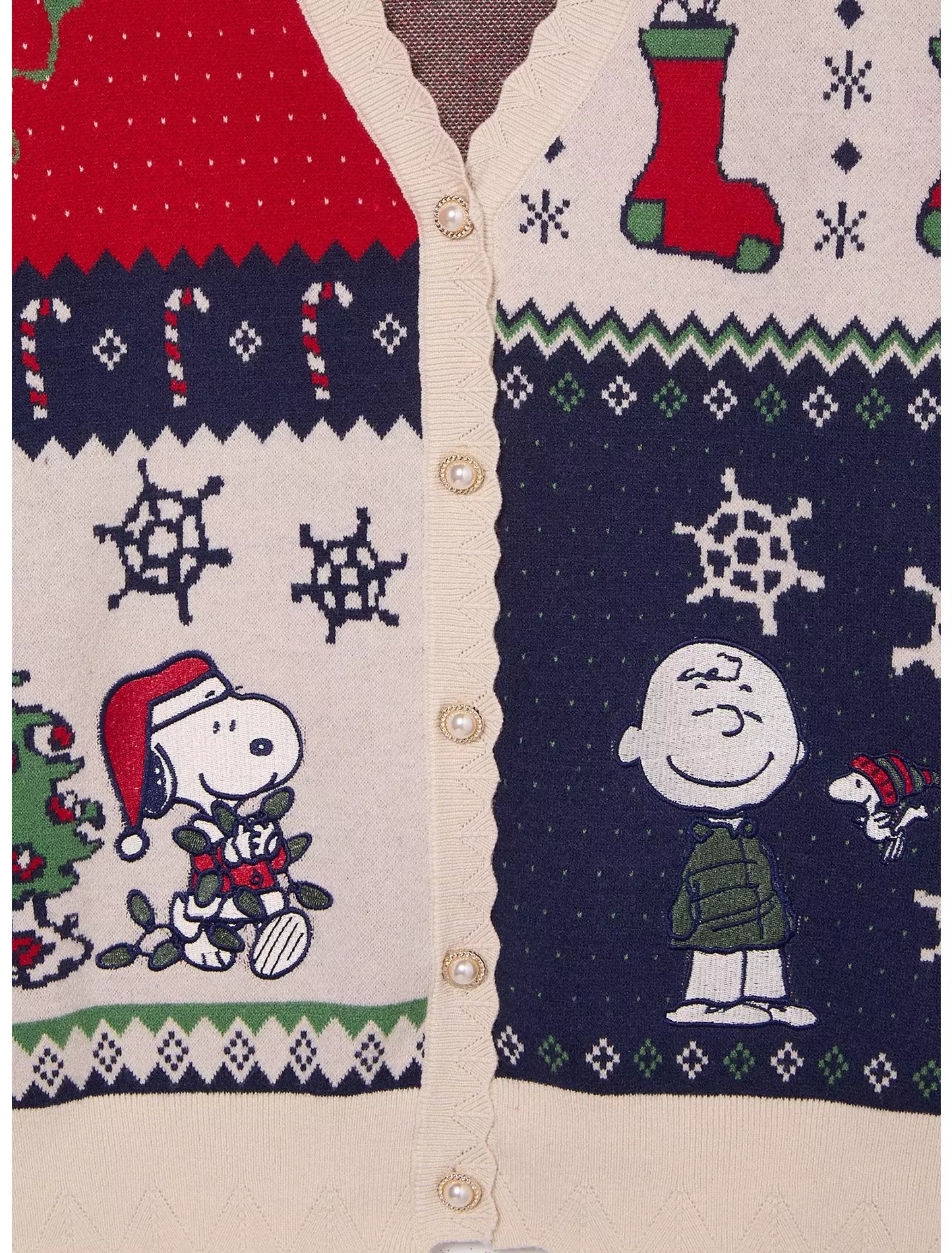 Cárdigan Patchwork Navideño Peanuts para Mujer Ugly Sweater