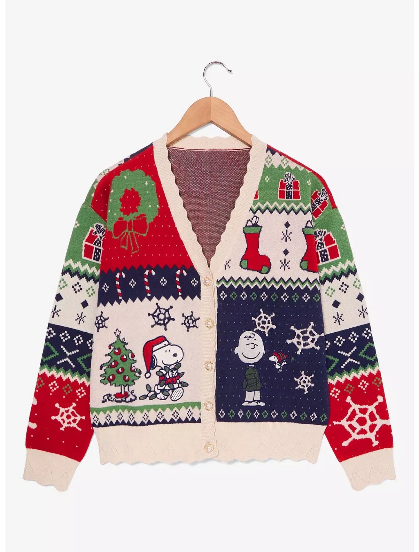 Cárdigan Patchwork Navideño Peanuts para Mujer Ugly Sweater