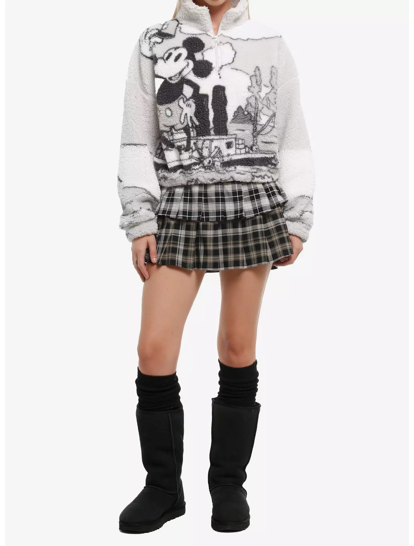 Suéter Corto Sherpa Disney Steamboat Willie Mickey Mouse – Para Chicas