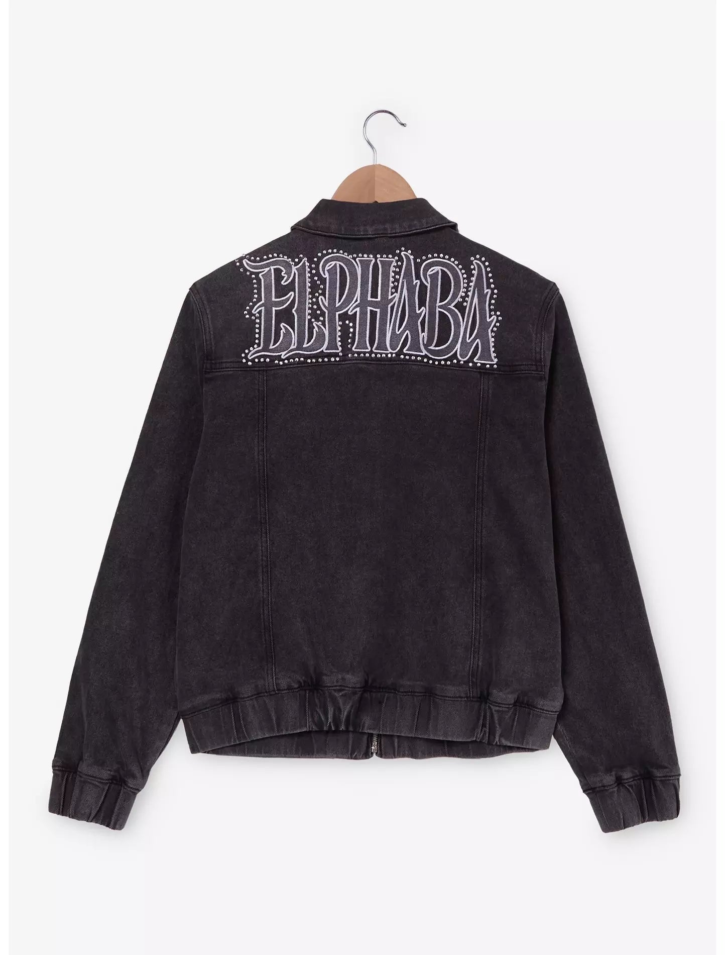 Chaqueta de mezclilla negra con pedrería Wicked Elphaba Icons para mujer