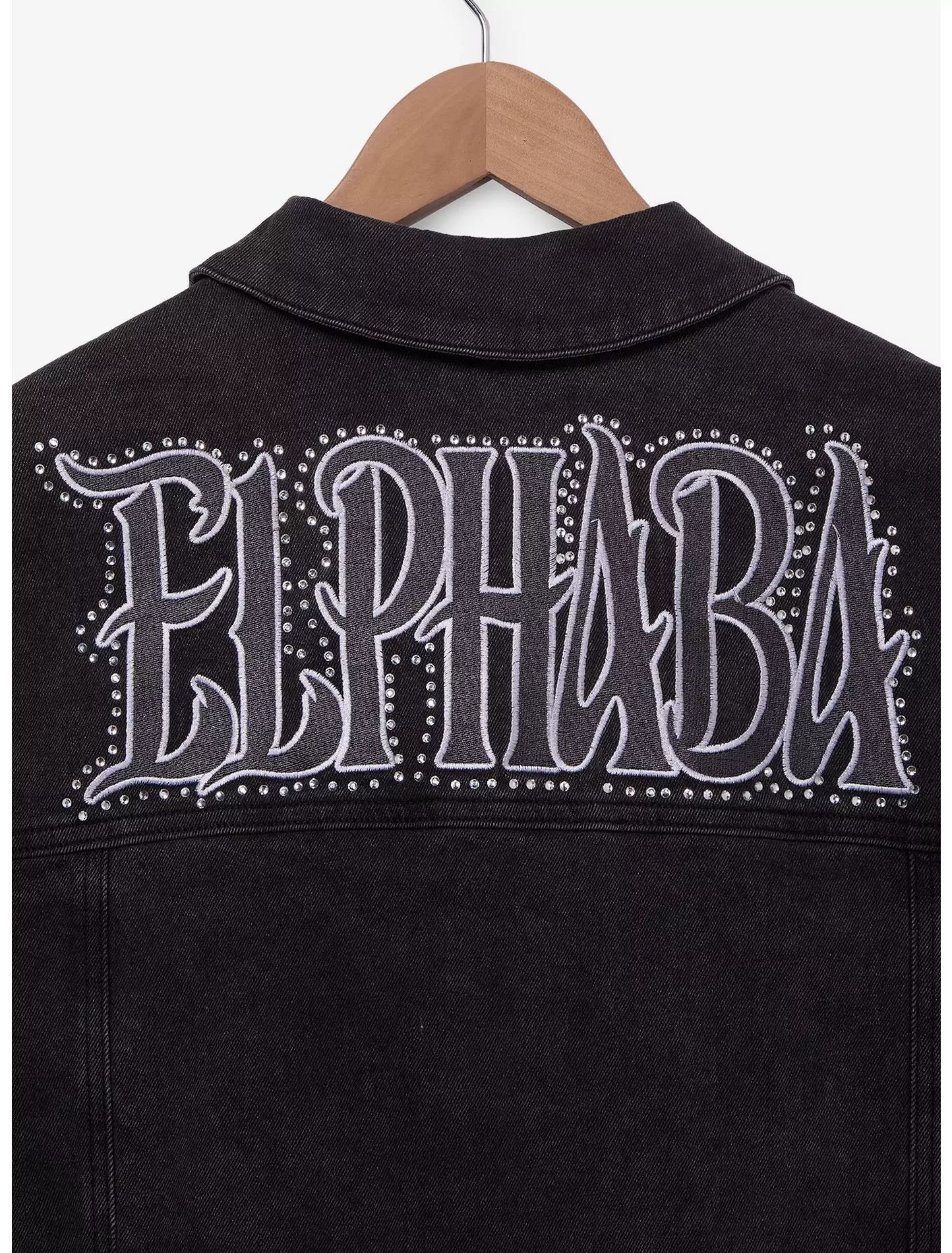 Chaqueta de mezclilla negra con pedrería Wicked Elphaba Icons para mujer