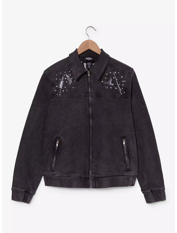 Chaqueta de mezclilla negra con pedrería Wicked Elphaba Icons para mujer
