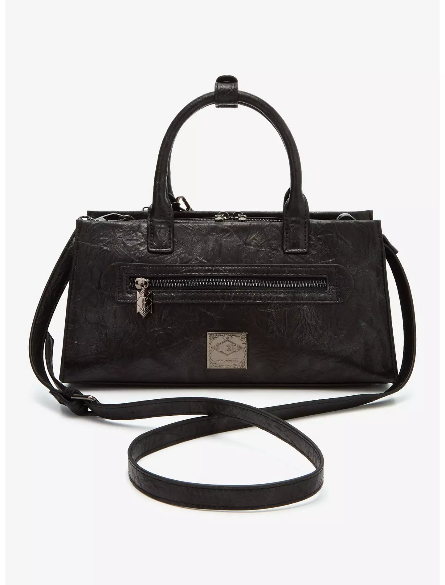 Bolso Wicked Elphaba con Textura Arrugada y Detalle de Escoba