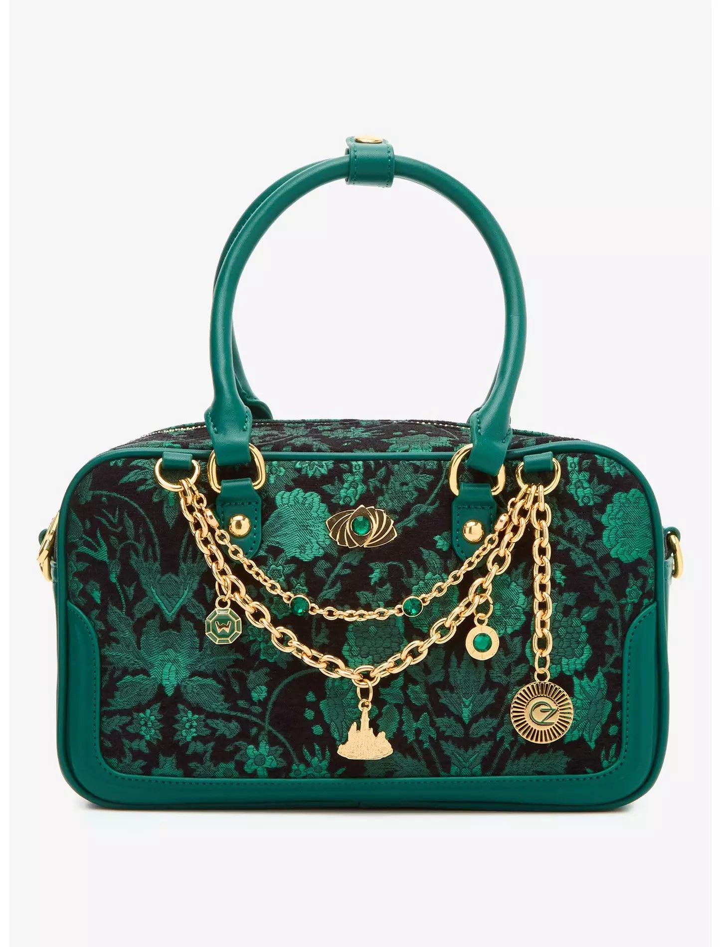 Bolso Wicked Oz Green Floral con cadena decorativa