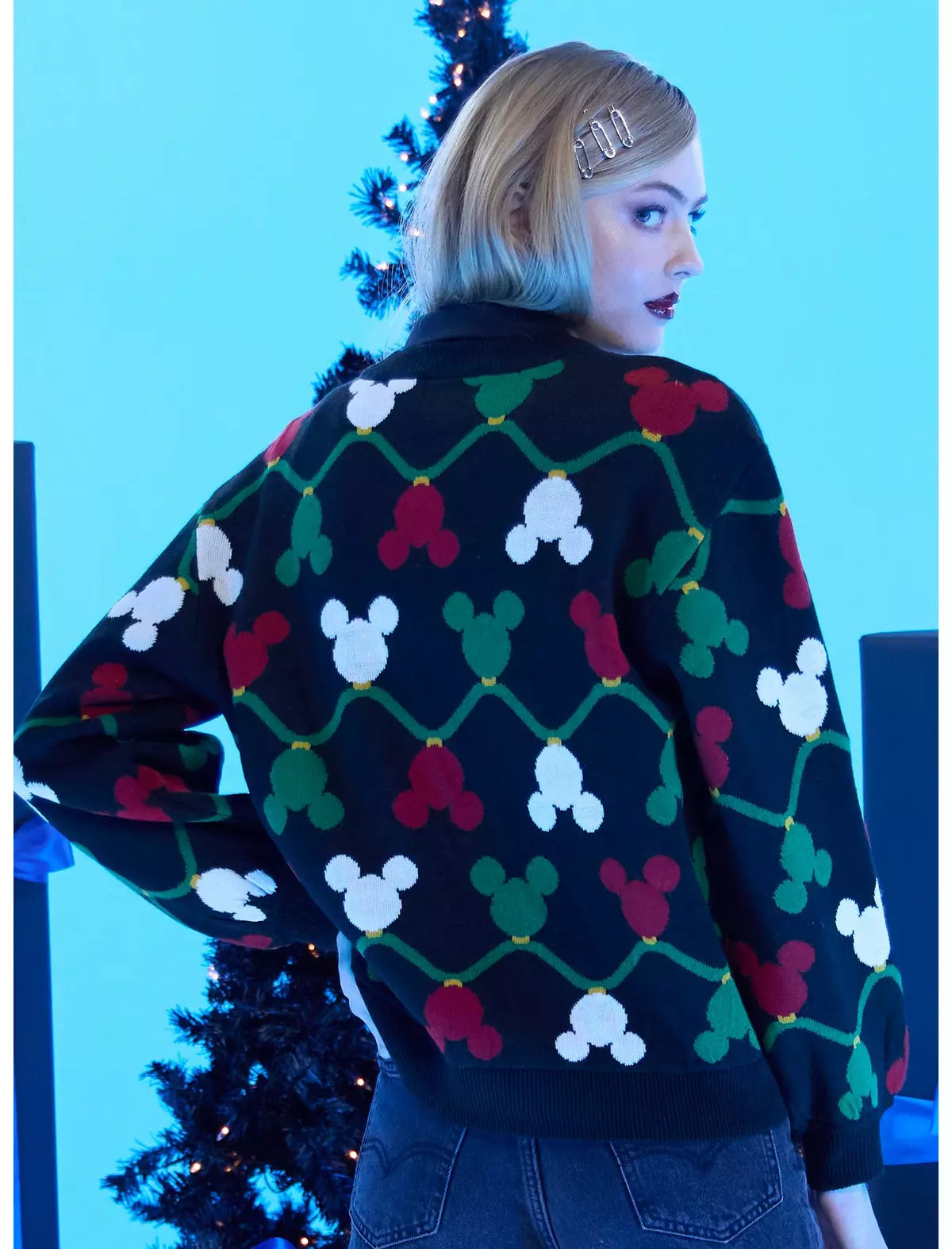 Mickey Mouse Sueter String Lights Knit Navidad