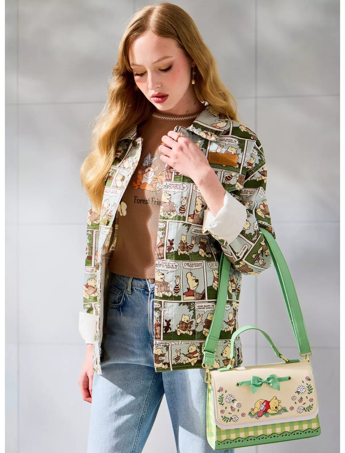Winnie Pooh Bolsa Crossbody Floral Gingham