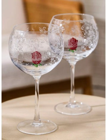 La Bella Y La Bestia Copas De Vino Rosa Flor Set