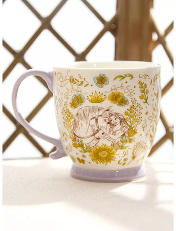 Taza Floral De Rapunzel, Cenicienta, Bella y Máximo de Enredados Disney