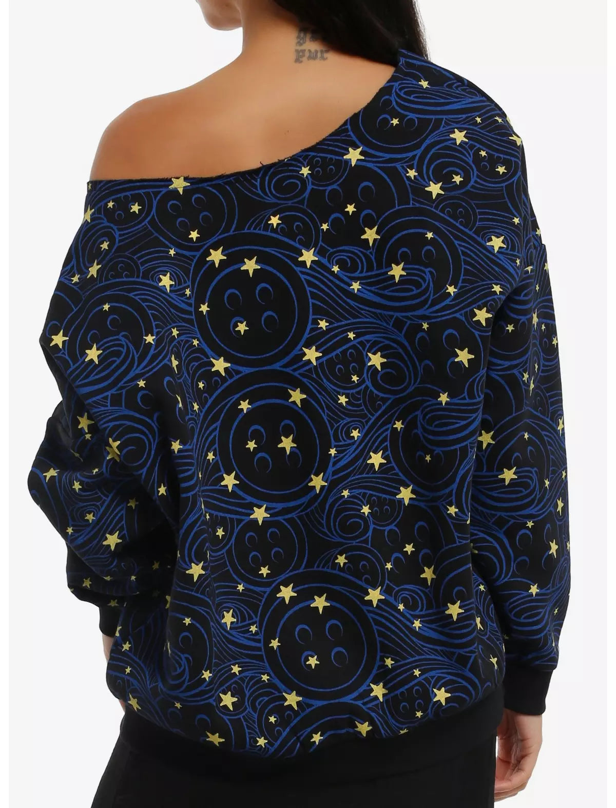 Coraline Button Girls Off-Shoulder Sudadera