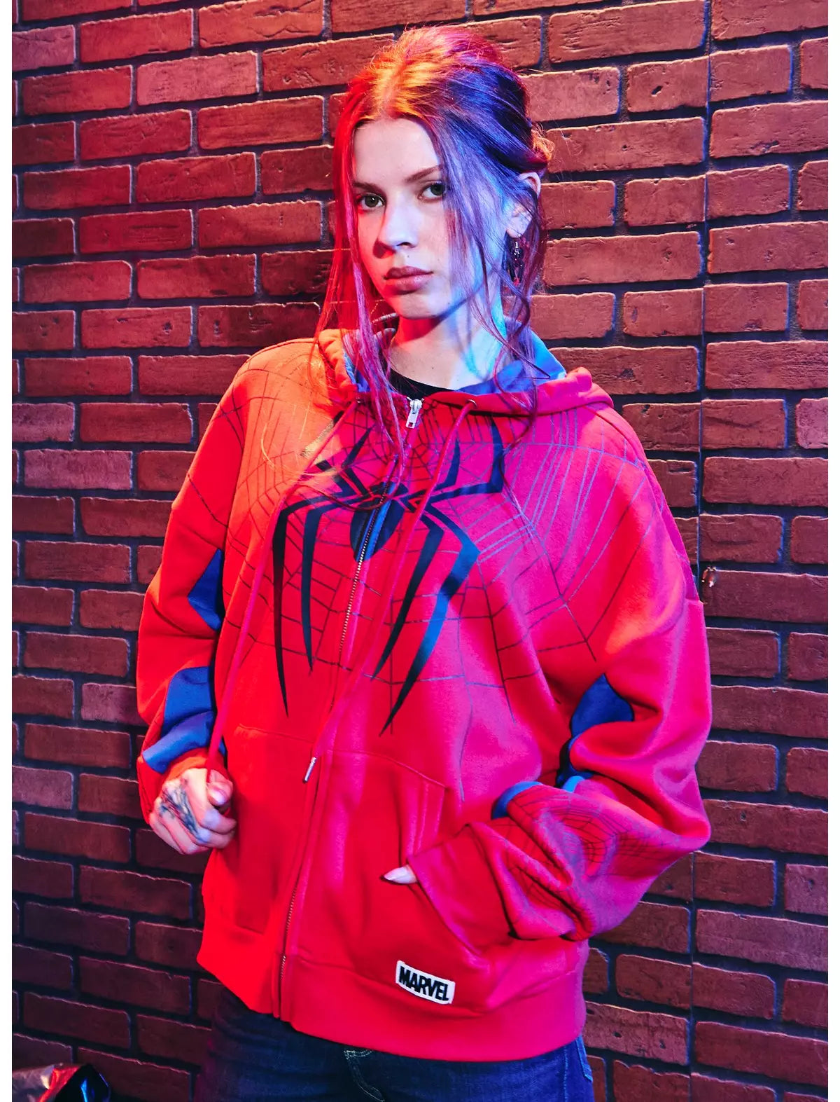 Spider-Man Girls Oversized Hoodie Hombre Araña