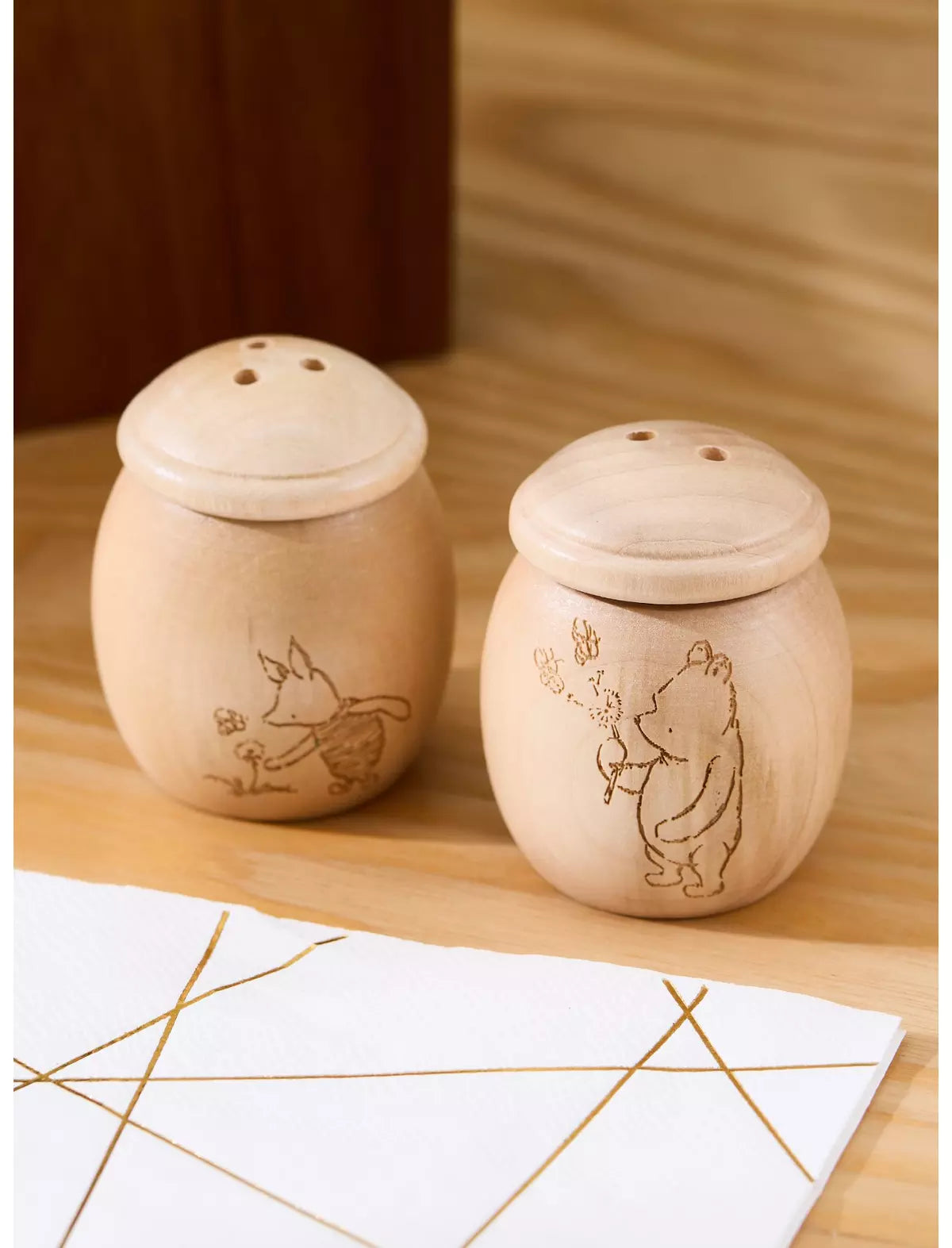 Winnie Pooh Salero Y Pimentero Madera