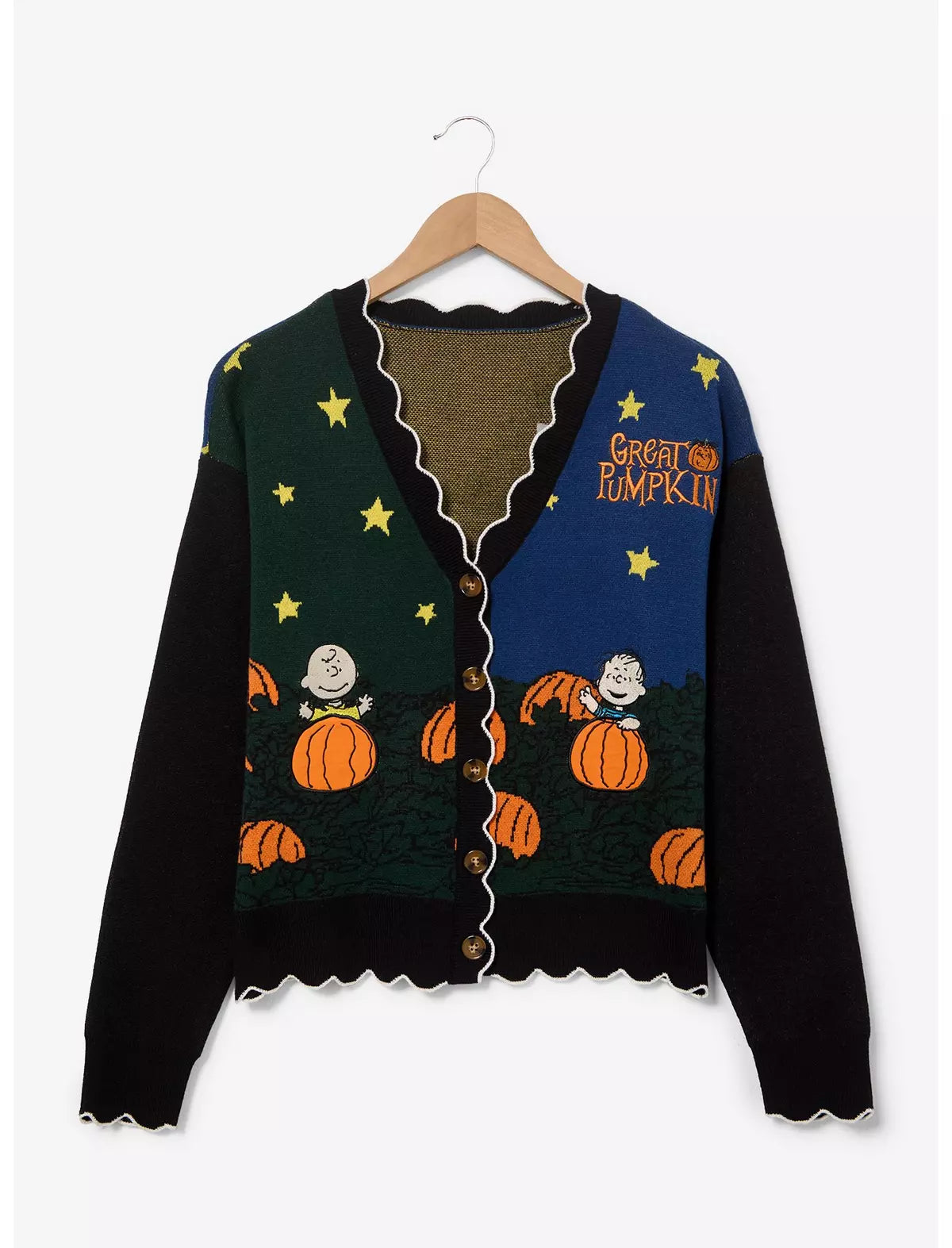 Peanuts The Great Pumpkin Women's Glow-in-the-Dark Cardigan Sueter Calabaza