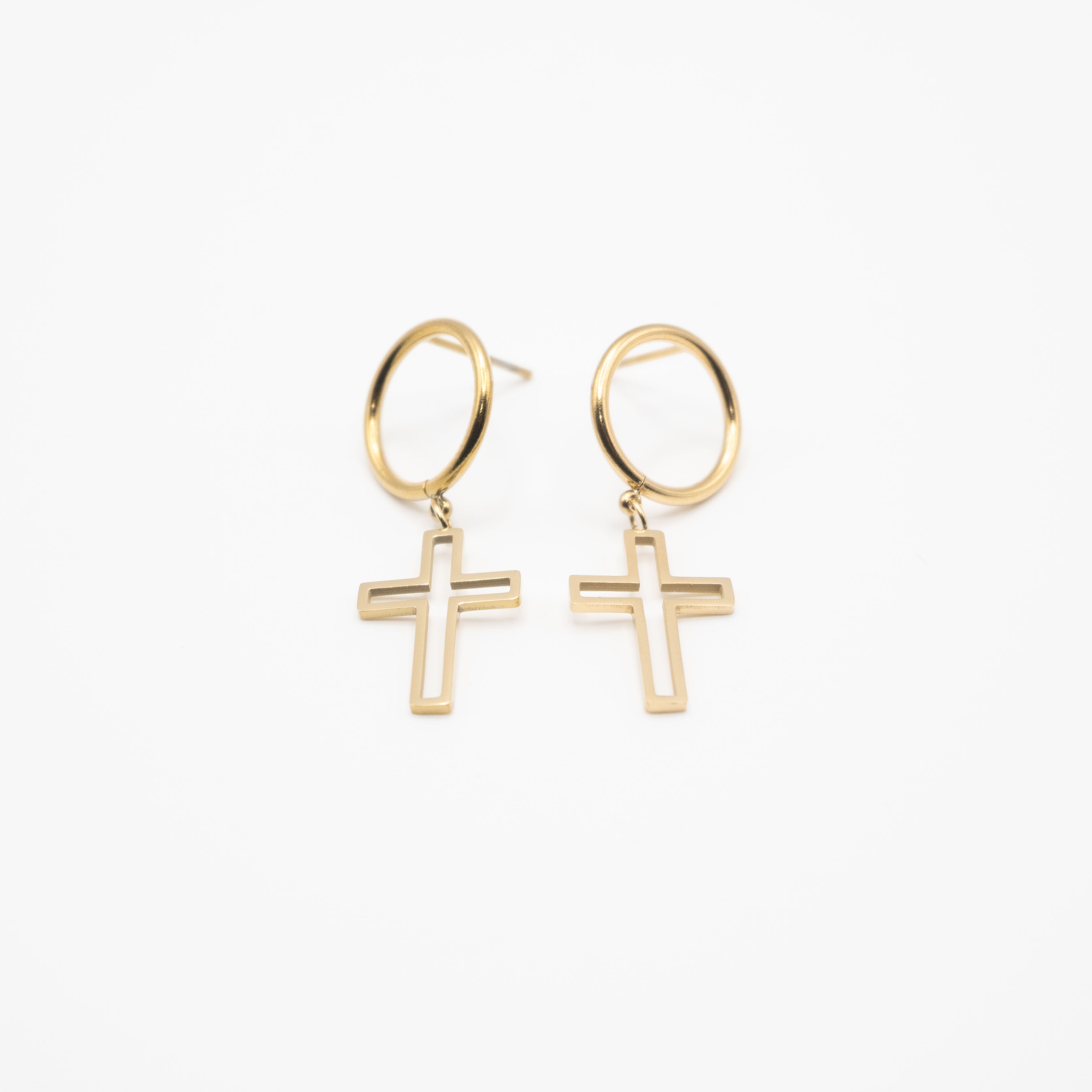 Aretes De Cruz Colgante
