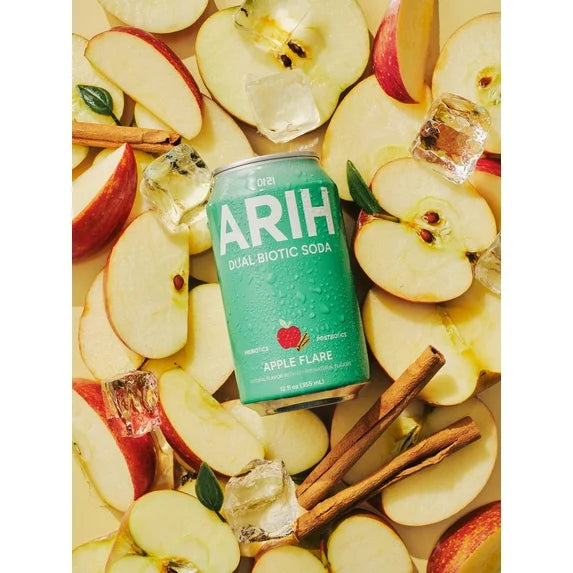 ARIH Refresco Biótico Dual, Refresco Funcional Prebiótico y Postbiótico, Bajo en Azúcar, 12 fl oz, Paquete de 4