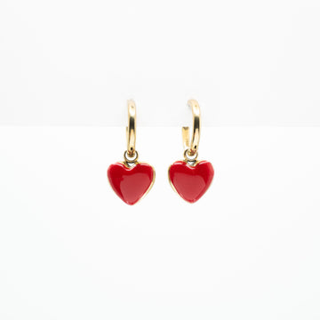 Aretes De Corazón Rojo