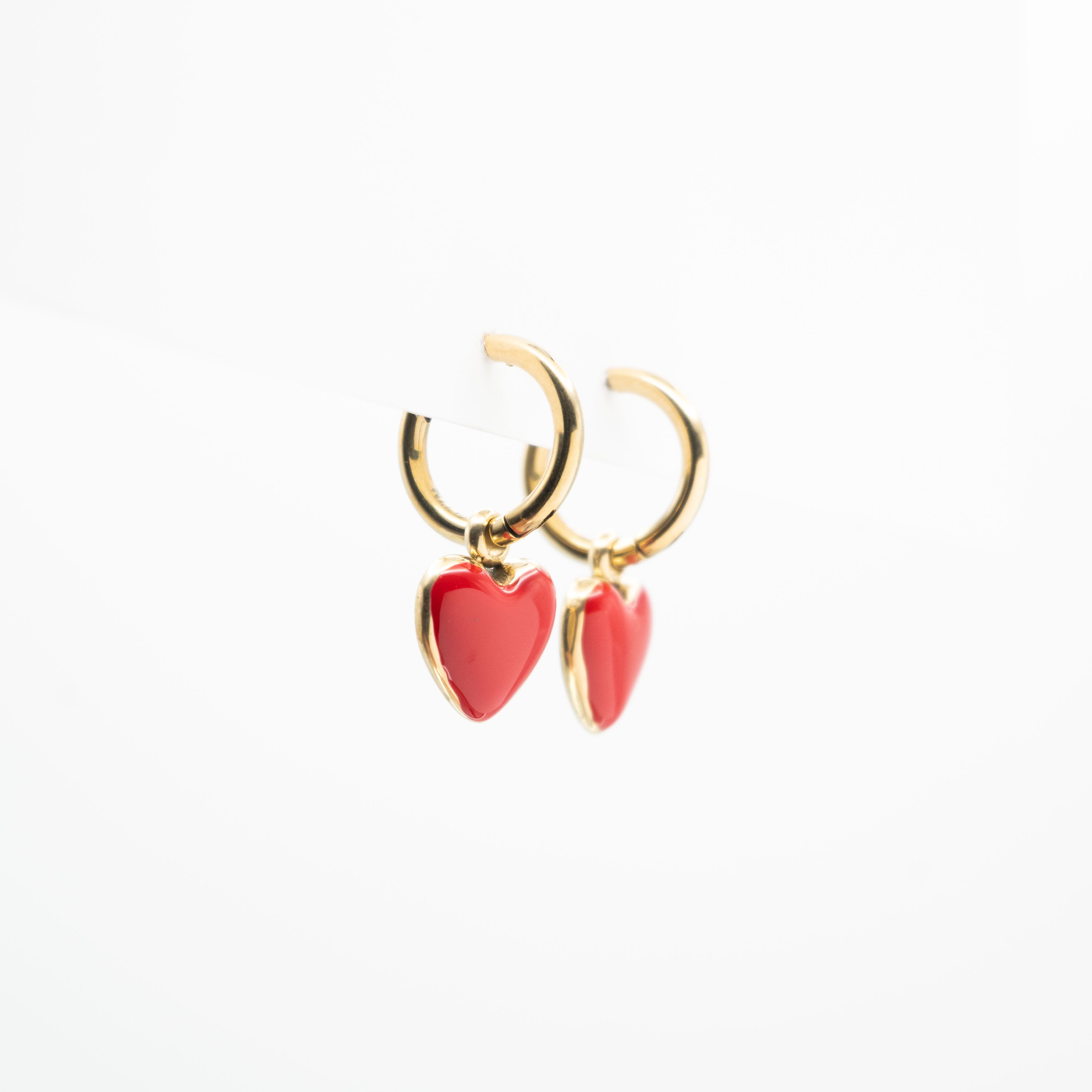 Aretes De Corazón Rojo