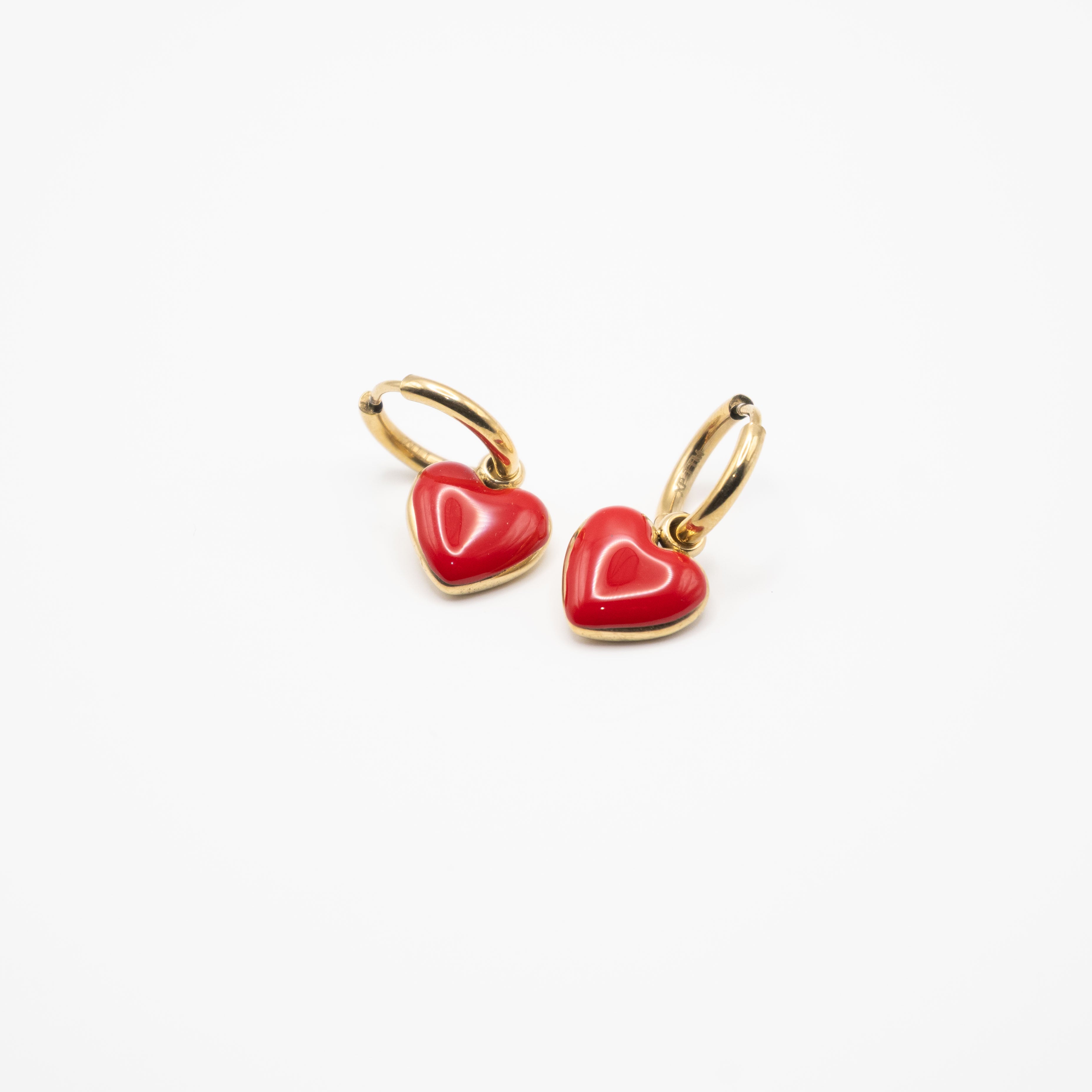Aretes De Corazón Rojo