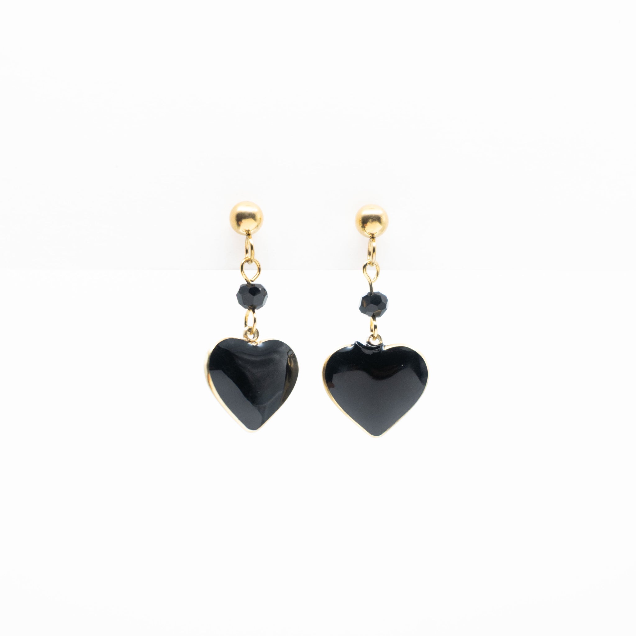 Aretes De Corazón Negro