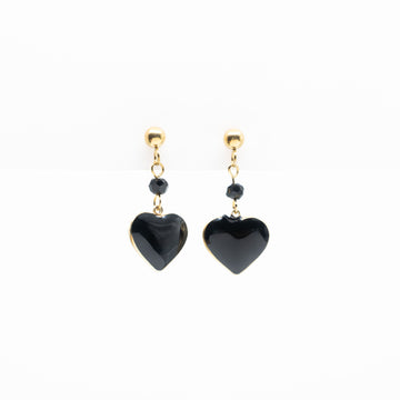 Aretes De Corazón Negro