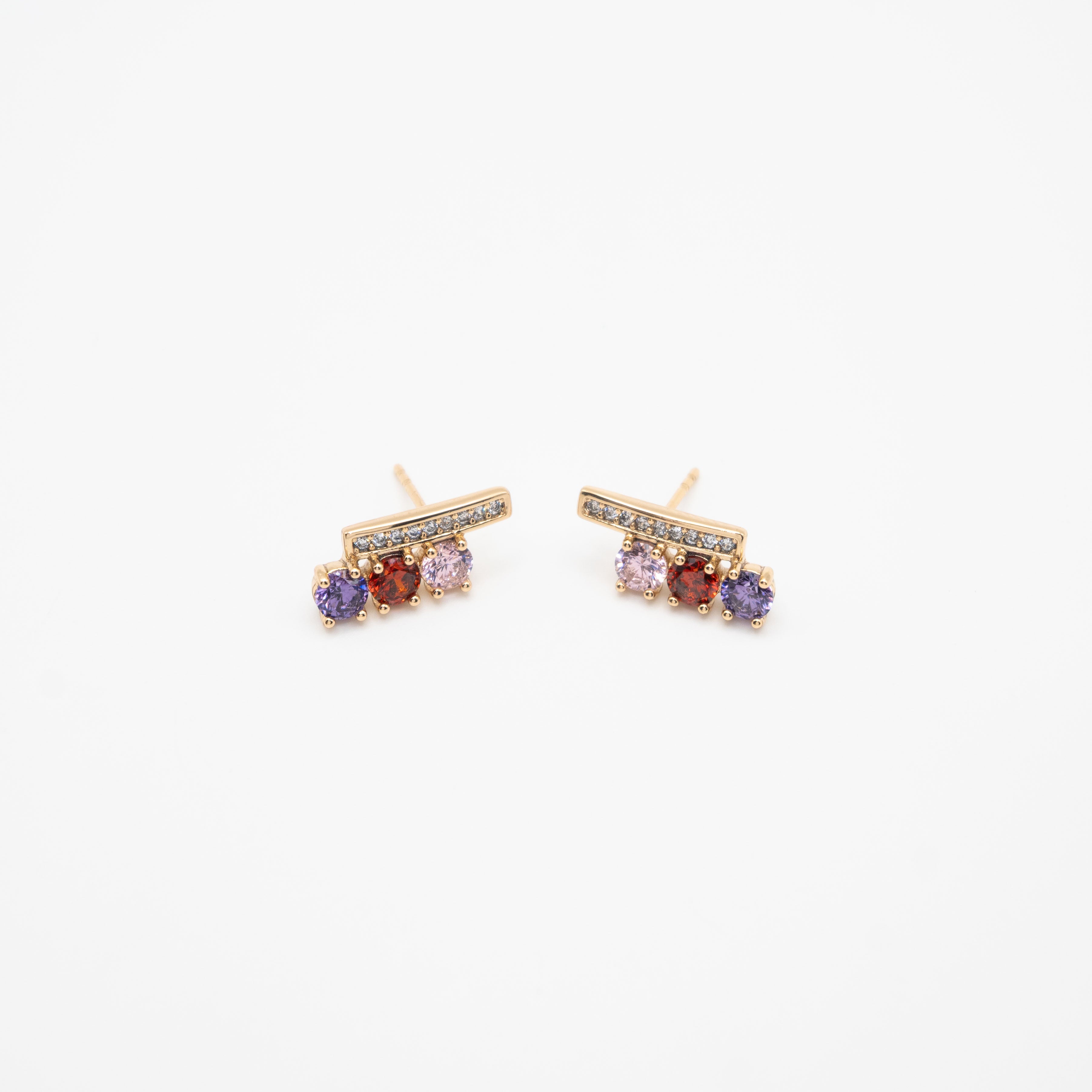 Aretes Dorados De Circonia Y Strass