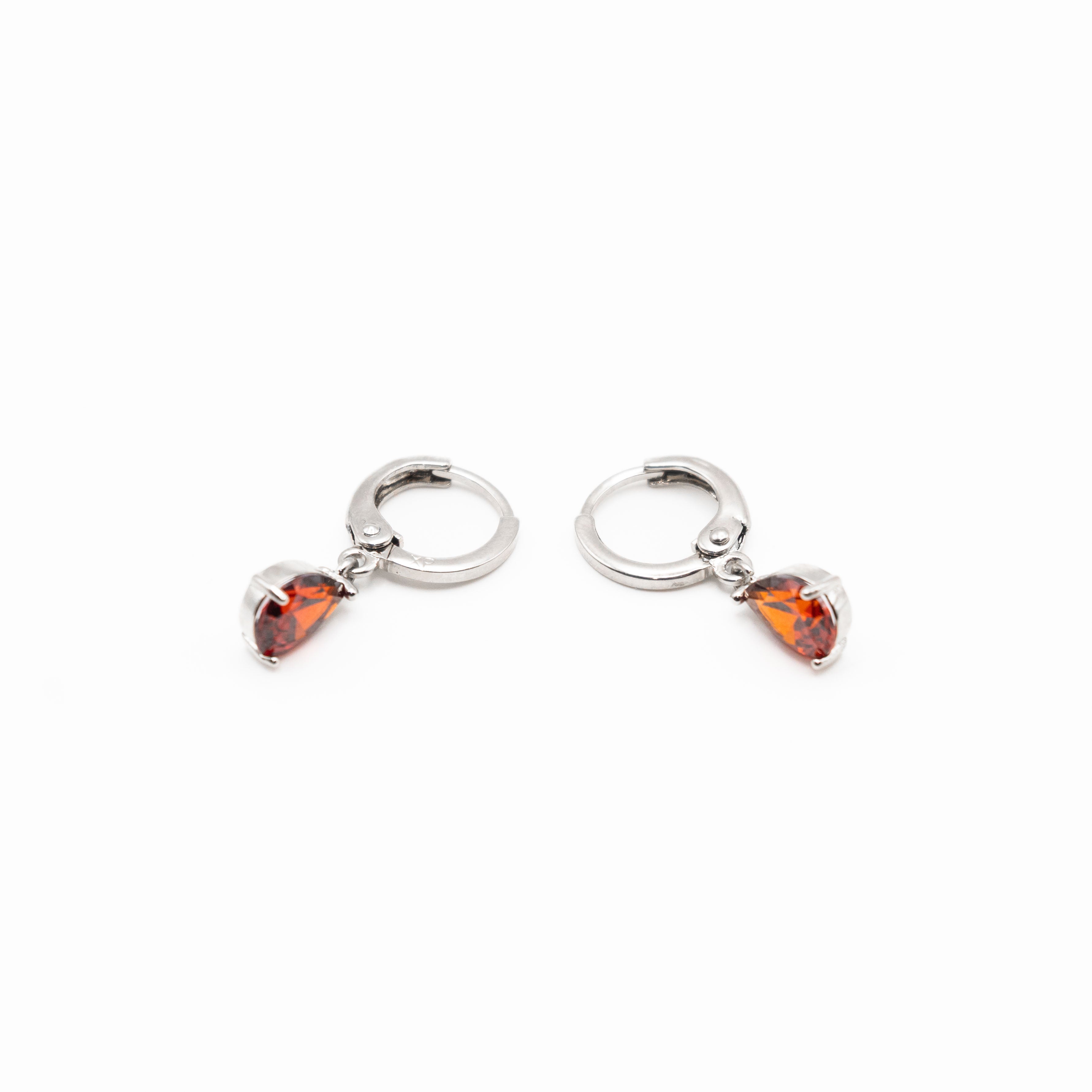 Aretes De Circonia Colgante Rojo