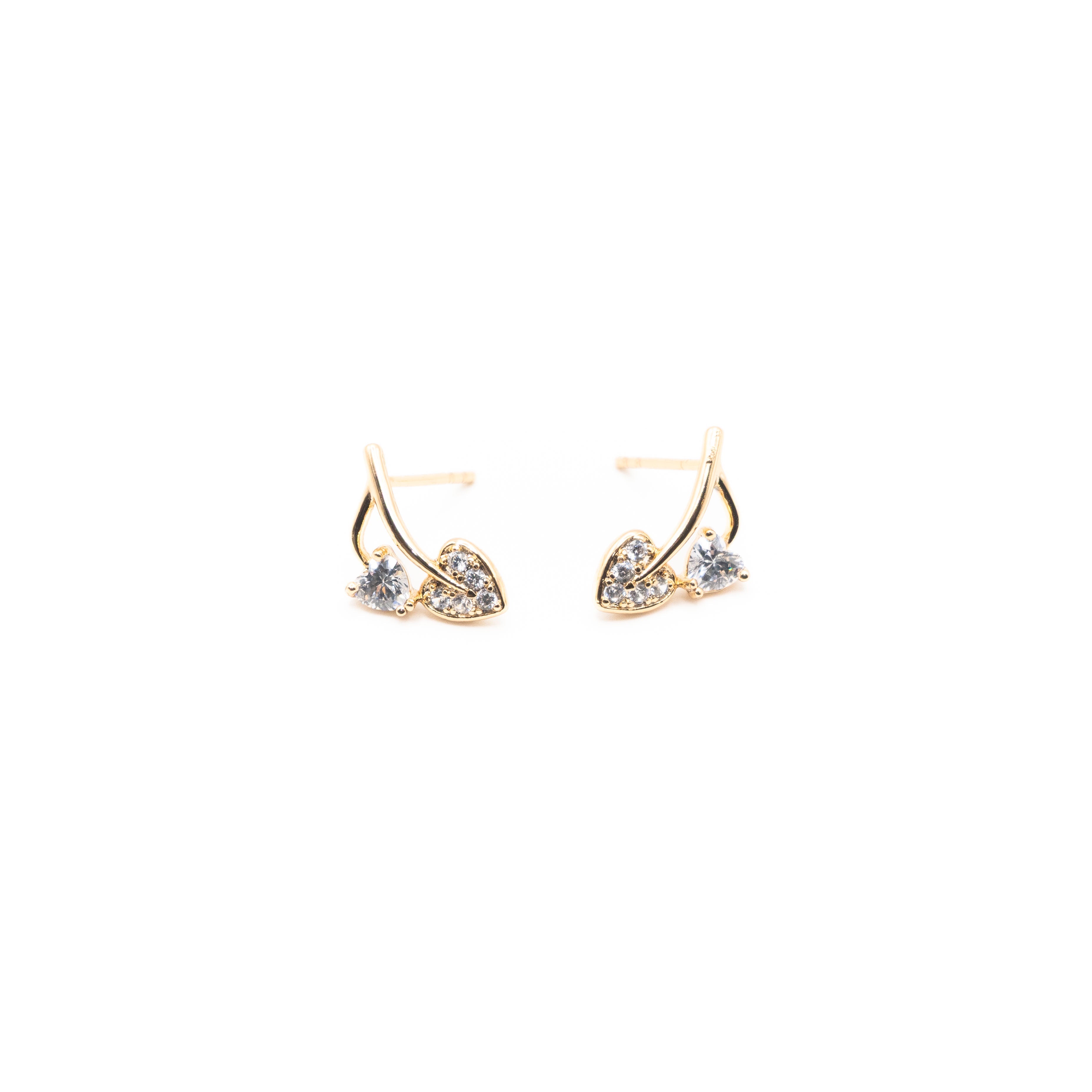 Aretes De Ramas De Corazón Strass