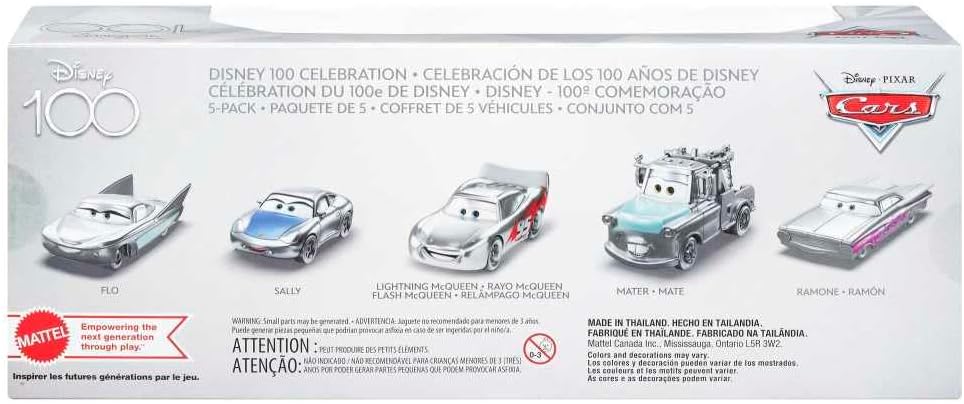 Disney 100 Cars Edicion Especial Plateado 5 Piezas