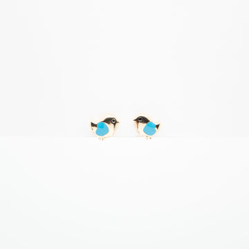 Aretes De Pájaro Con Corazón Azul