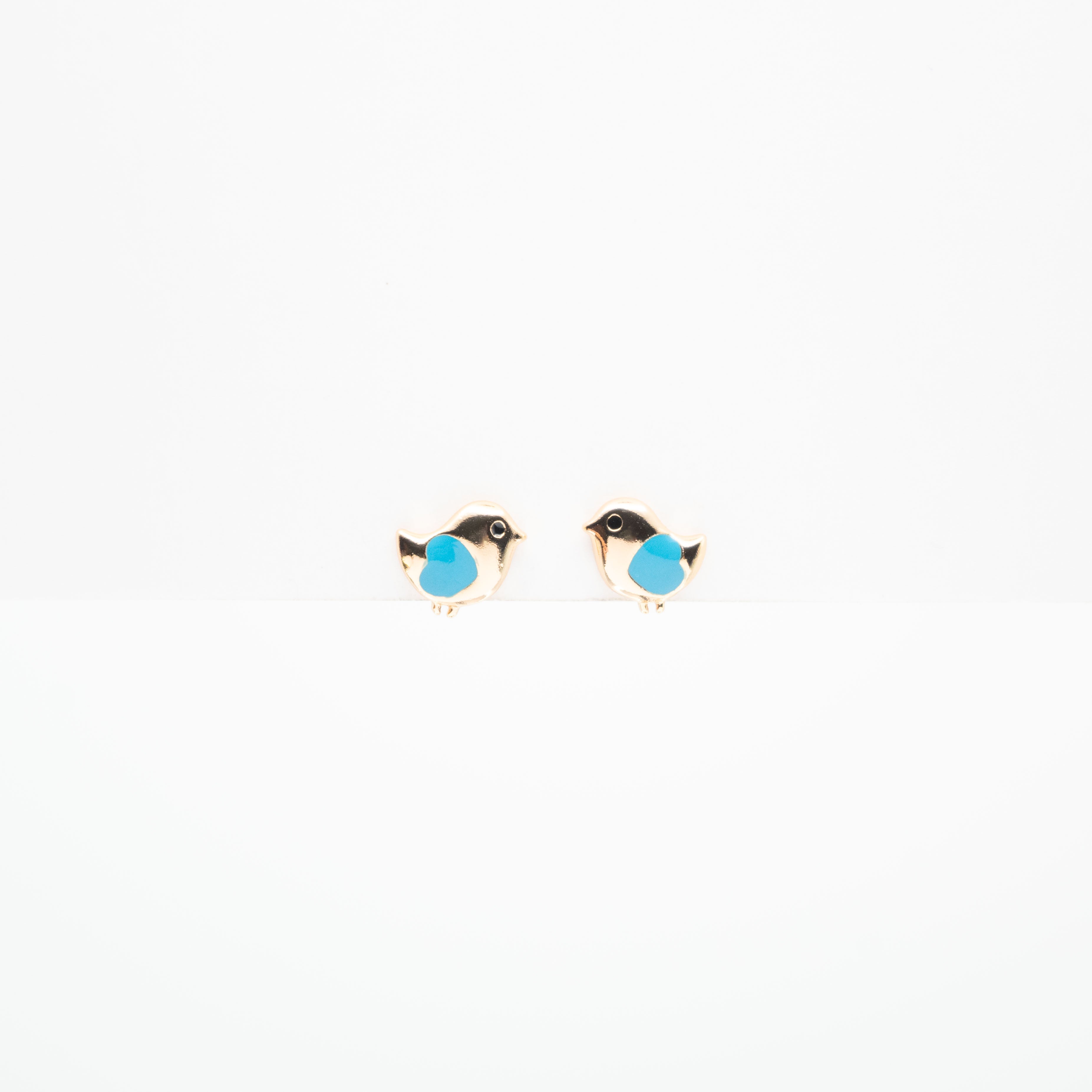 Aretes De Pájaro Con Corazón Azul
