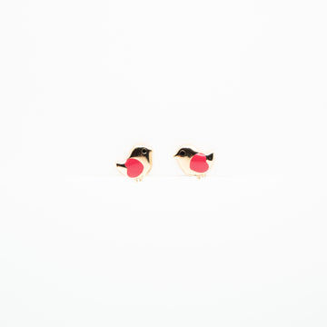 Aretes De Pájaro Con Corazón Rosa
