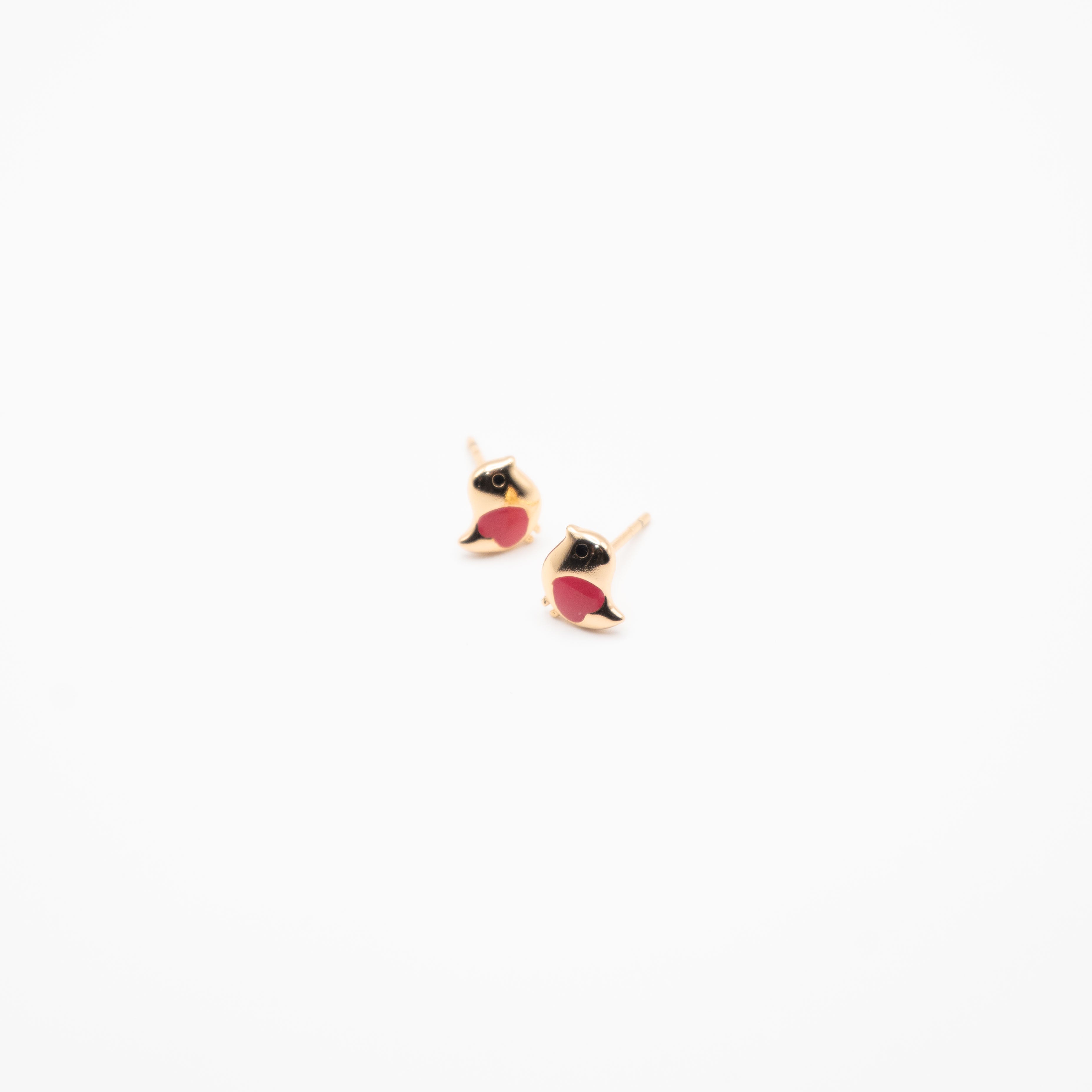 Aretes De Pájaro Con Corazón Rosa