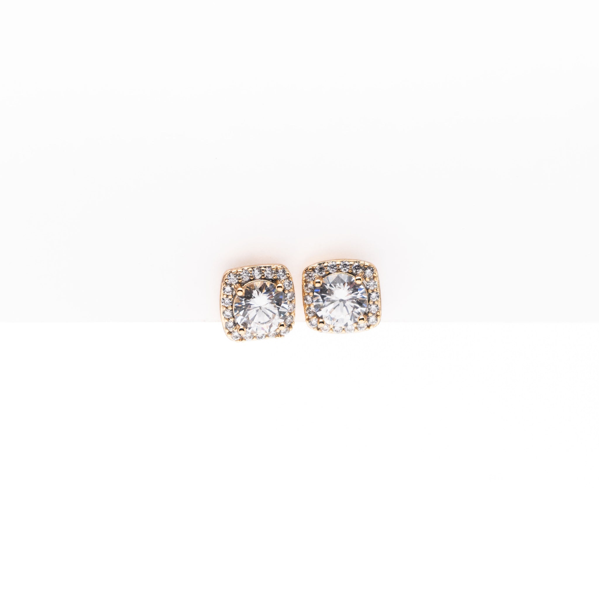 Aretes Dorados Cuadrados Strass