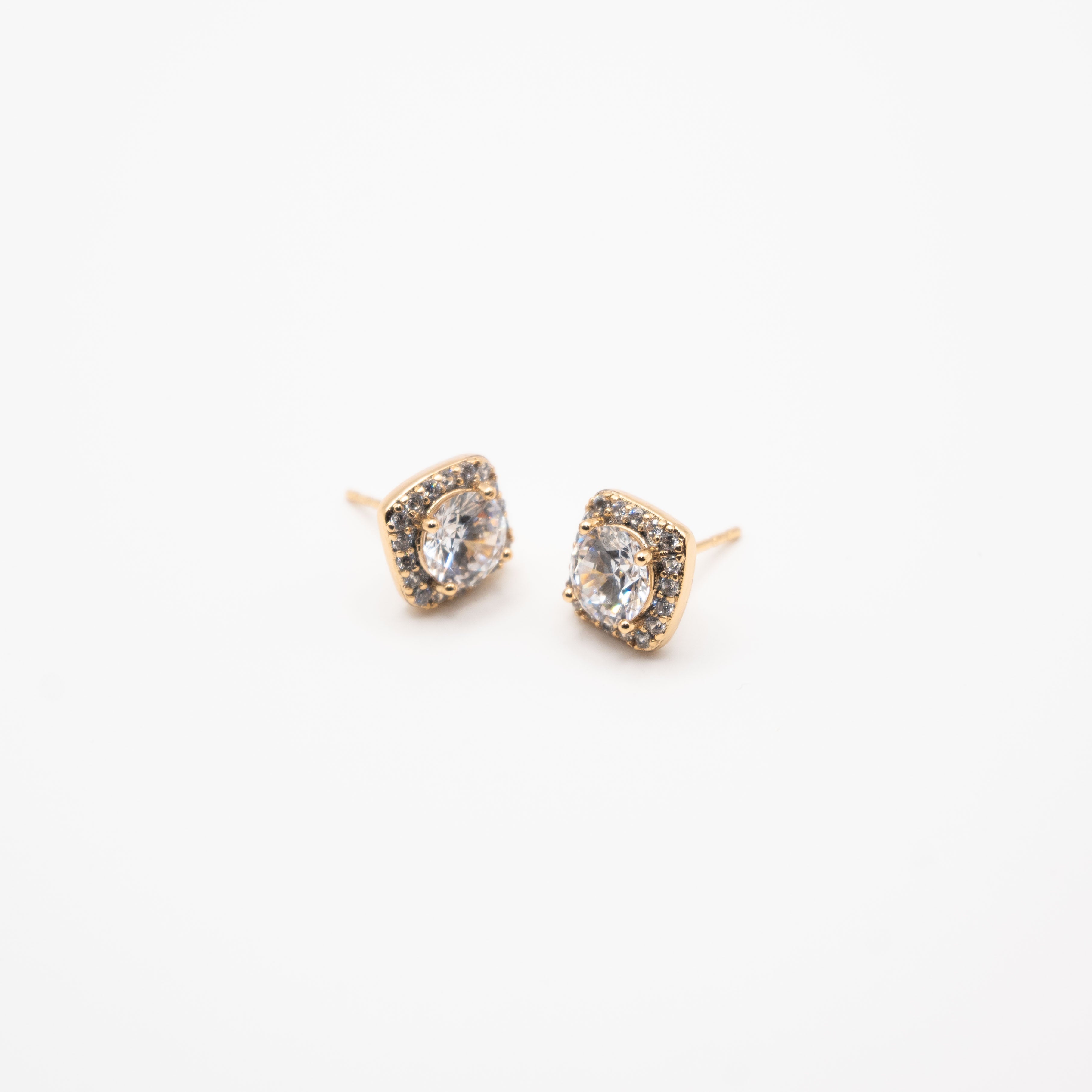 Aretes Dorados Cuadrados Strass