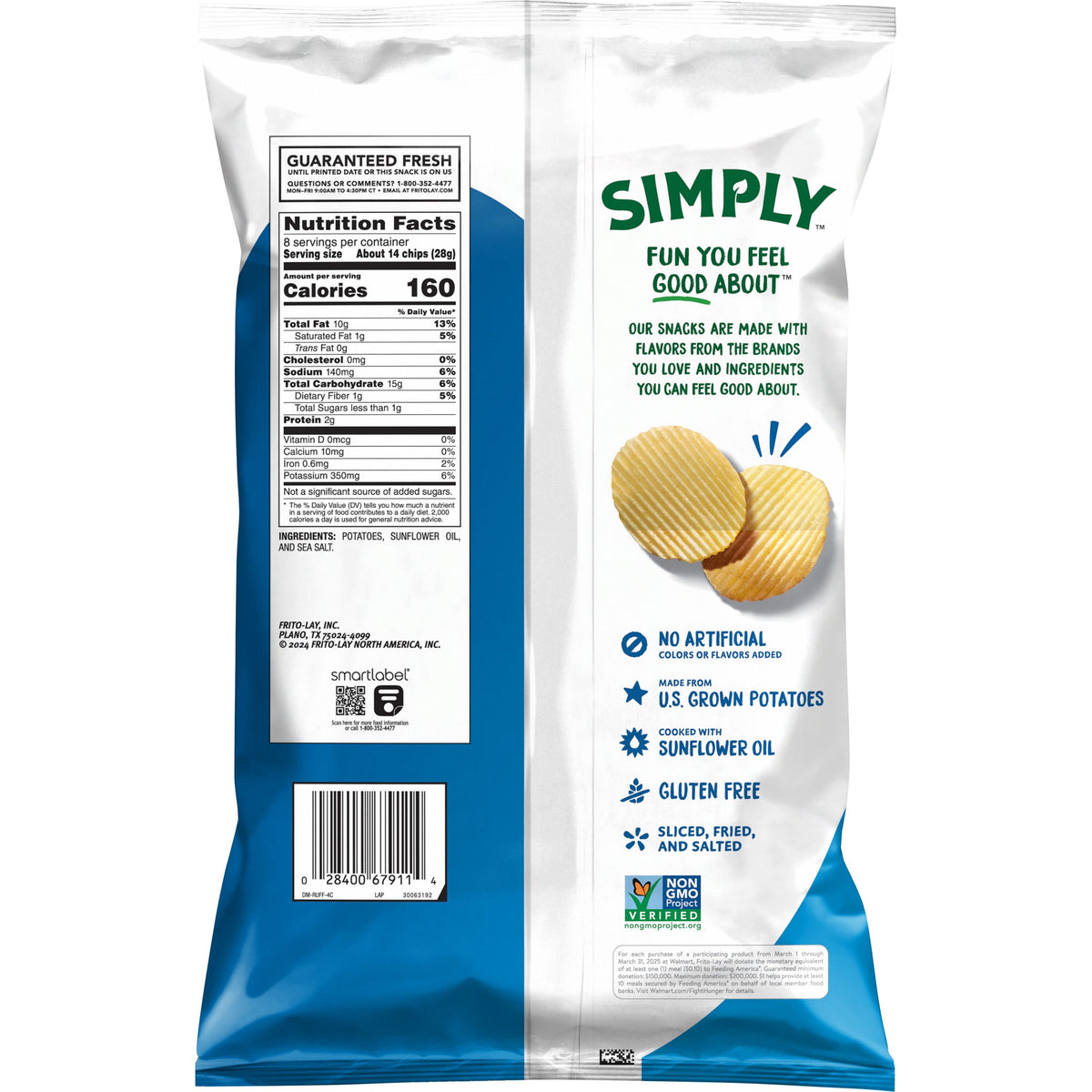 Simply Ruffle Regular Ruffles Papas Fritas Simply con Sal Marina, Bolsa de 8 oz – North To You