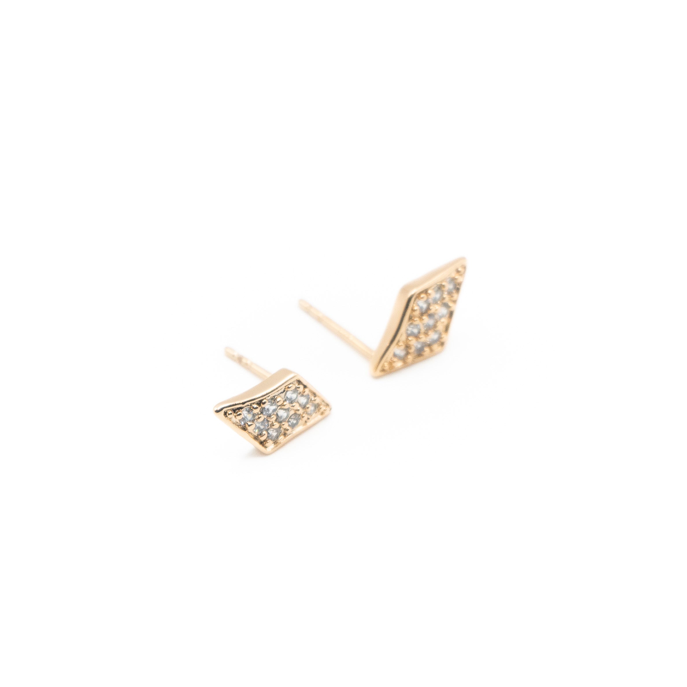Aretes Diamante Curvo Strass