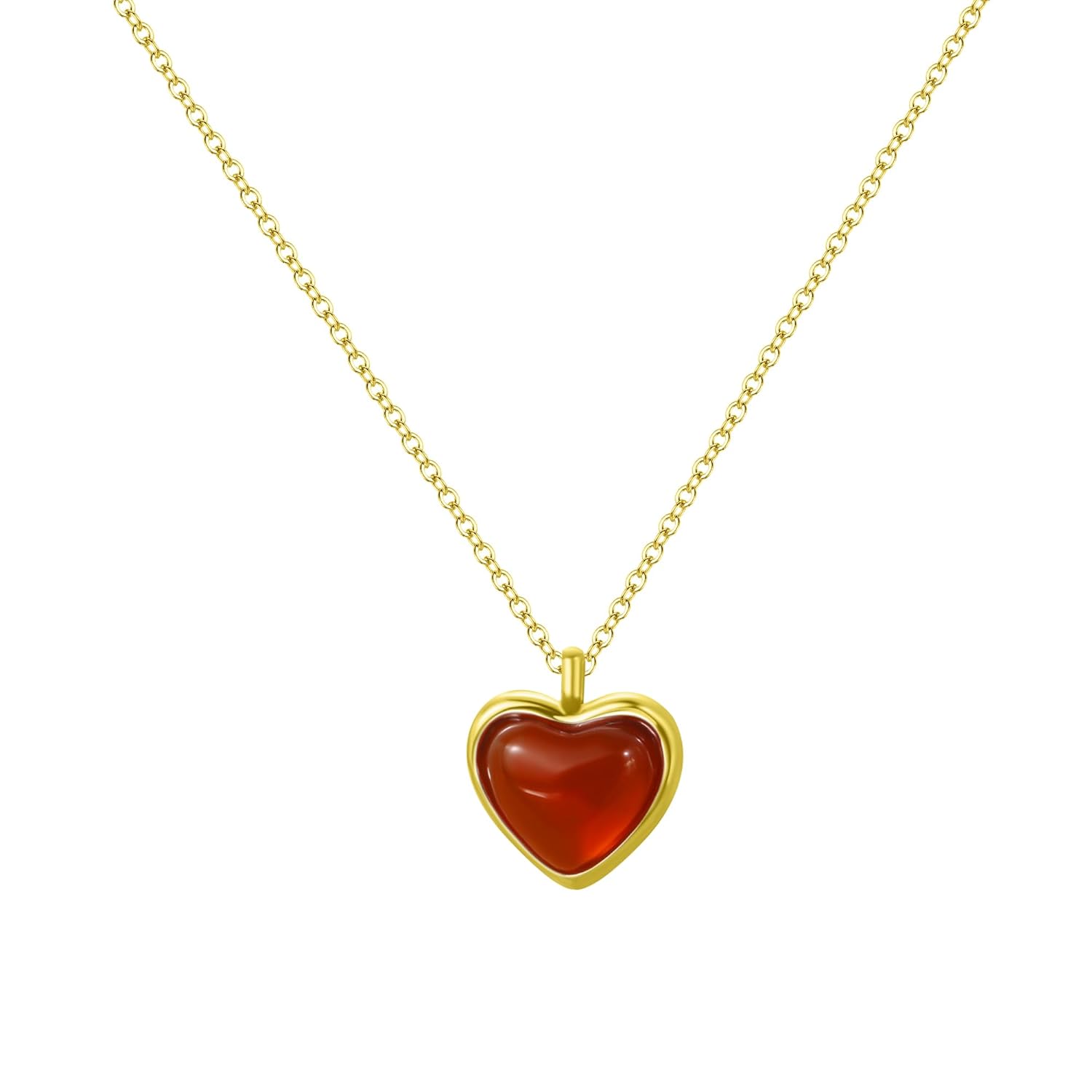 Collar Corazon Rojo Piedra