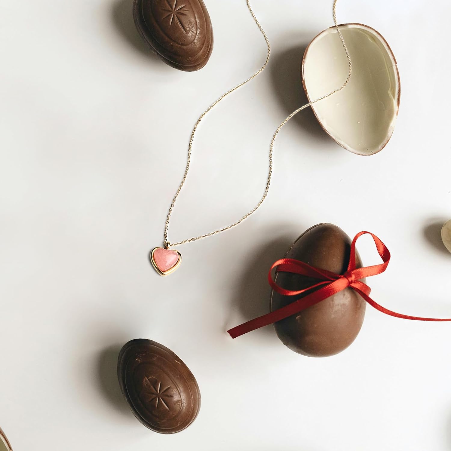 Collar Corazon Rosa Cuarzo