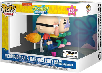 Funko POP! Bob Esponja - Hombre sirena y chico percebe con coche invisible