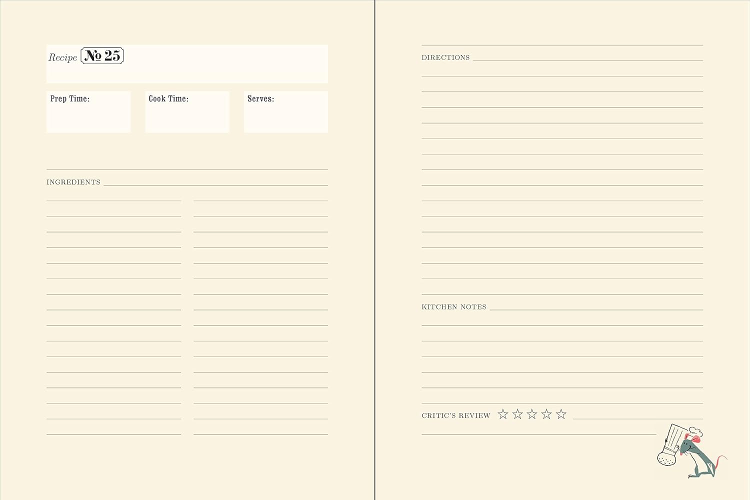 Diario Cuaderno de Recetas de Ratatouille: Cualquiera puede Cocinar