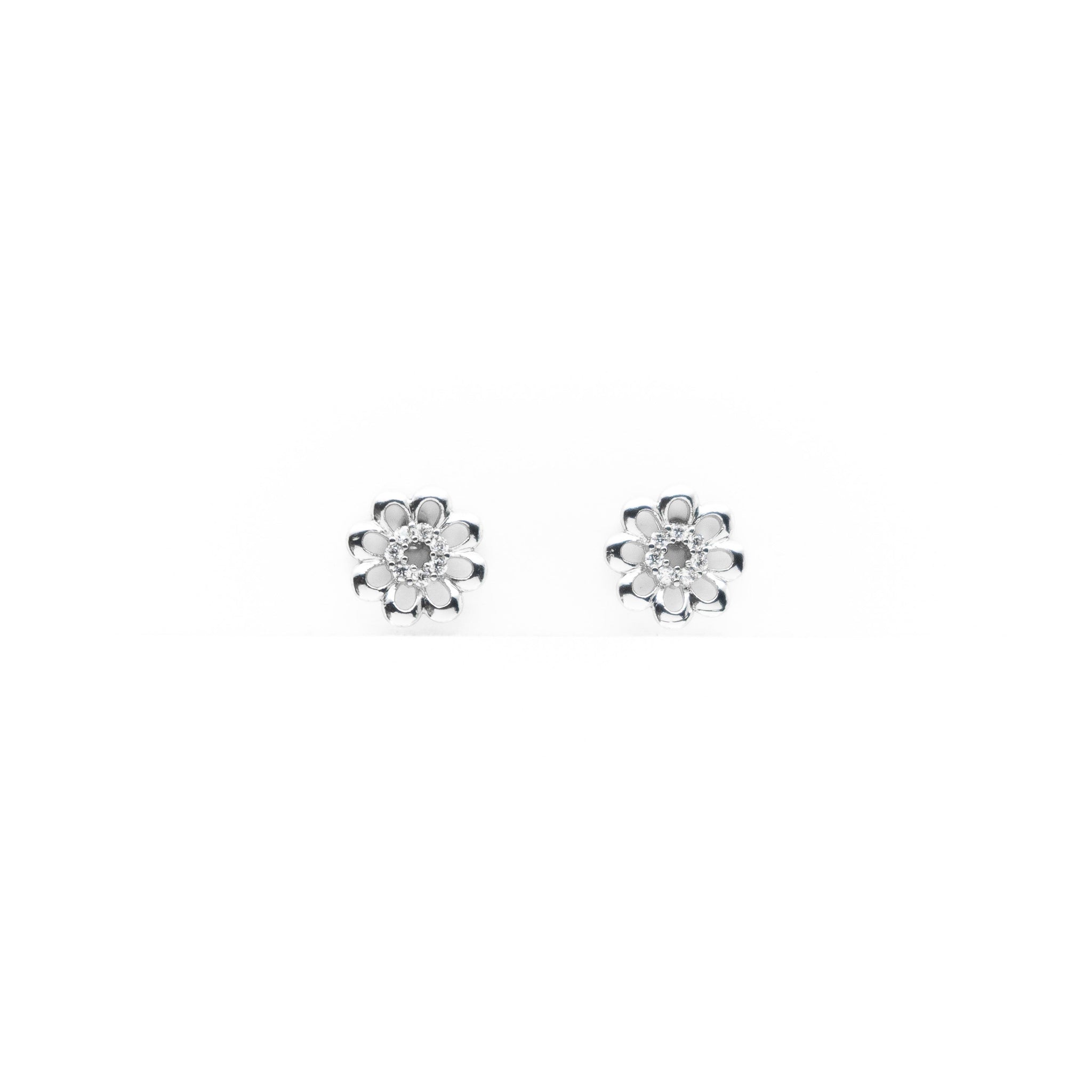 Aretes De Flor Plateado
