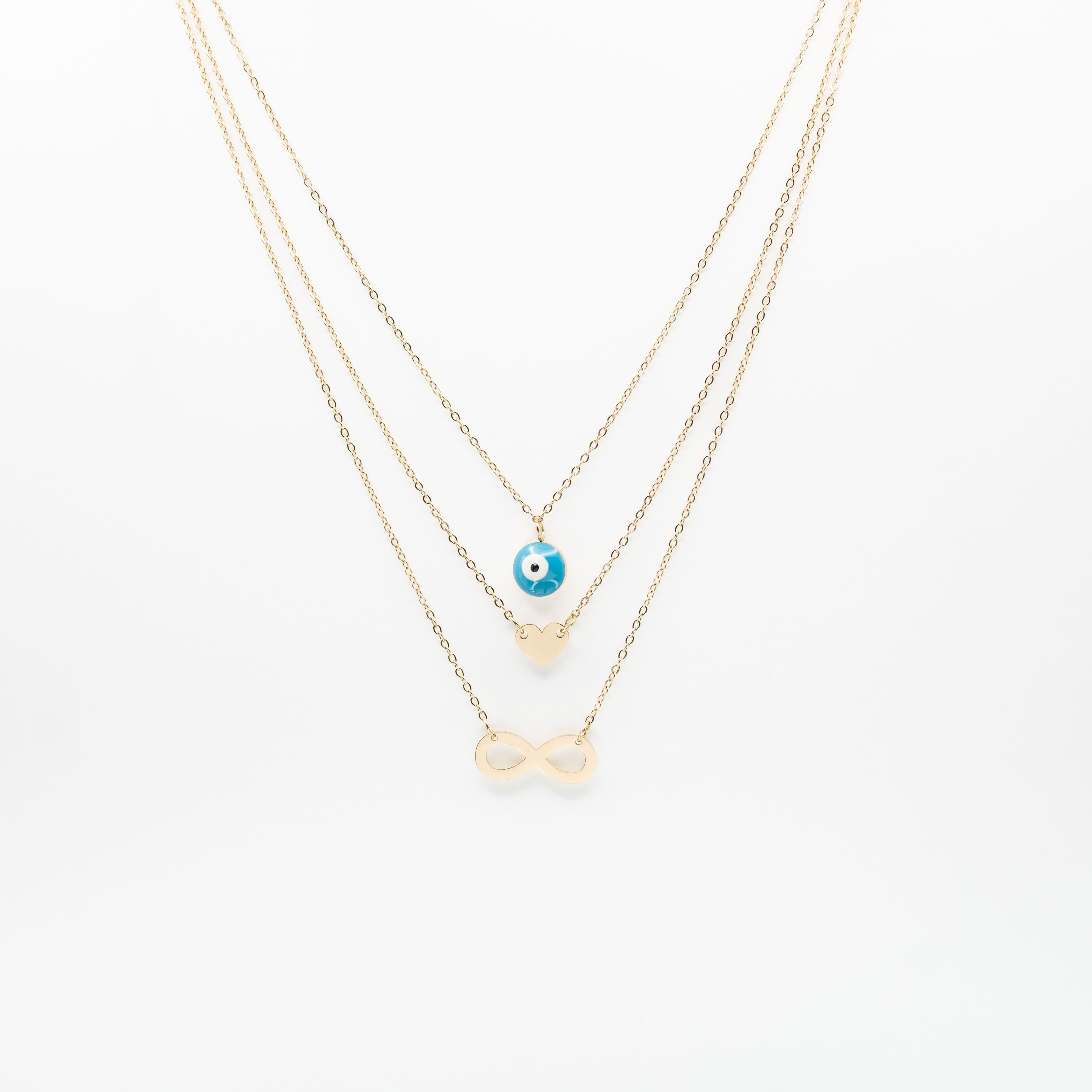 Collar Multicadena De Corazón e Infinito