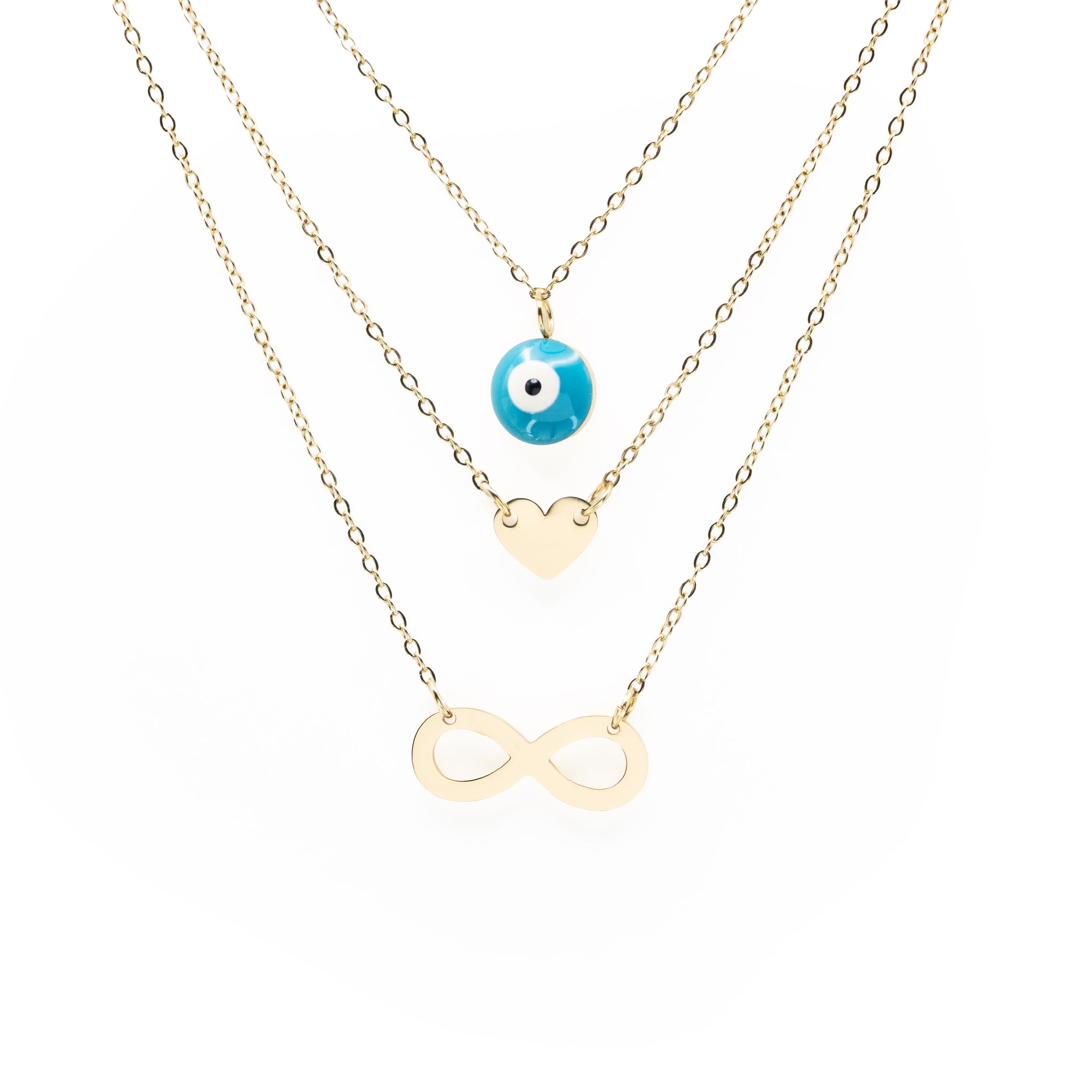 Collar Multicadena De Corazón e Infinito