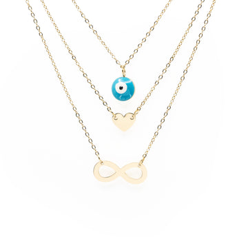 Collar Multicadena De Corazón e Infinito