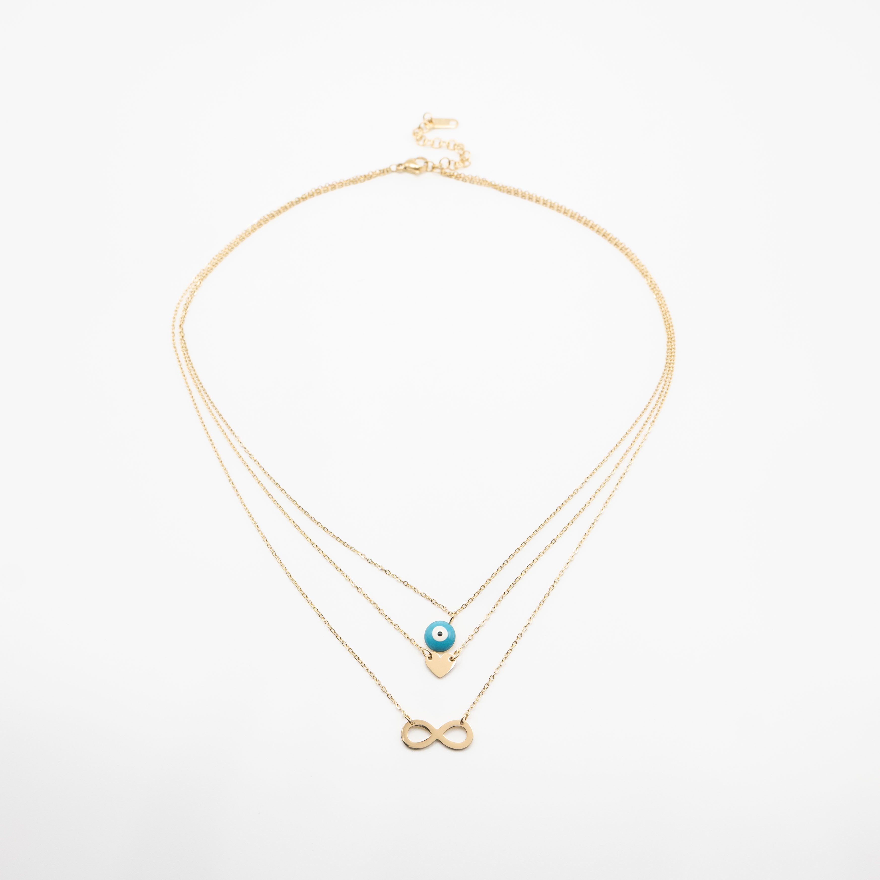 Collar Multicadena De Corazón e Infinito