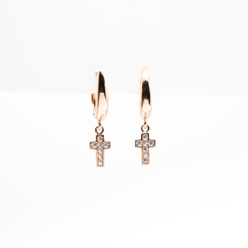 Aretes De Cruz Colgante Strass