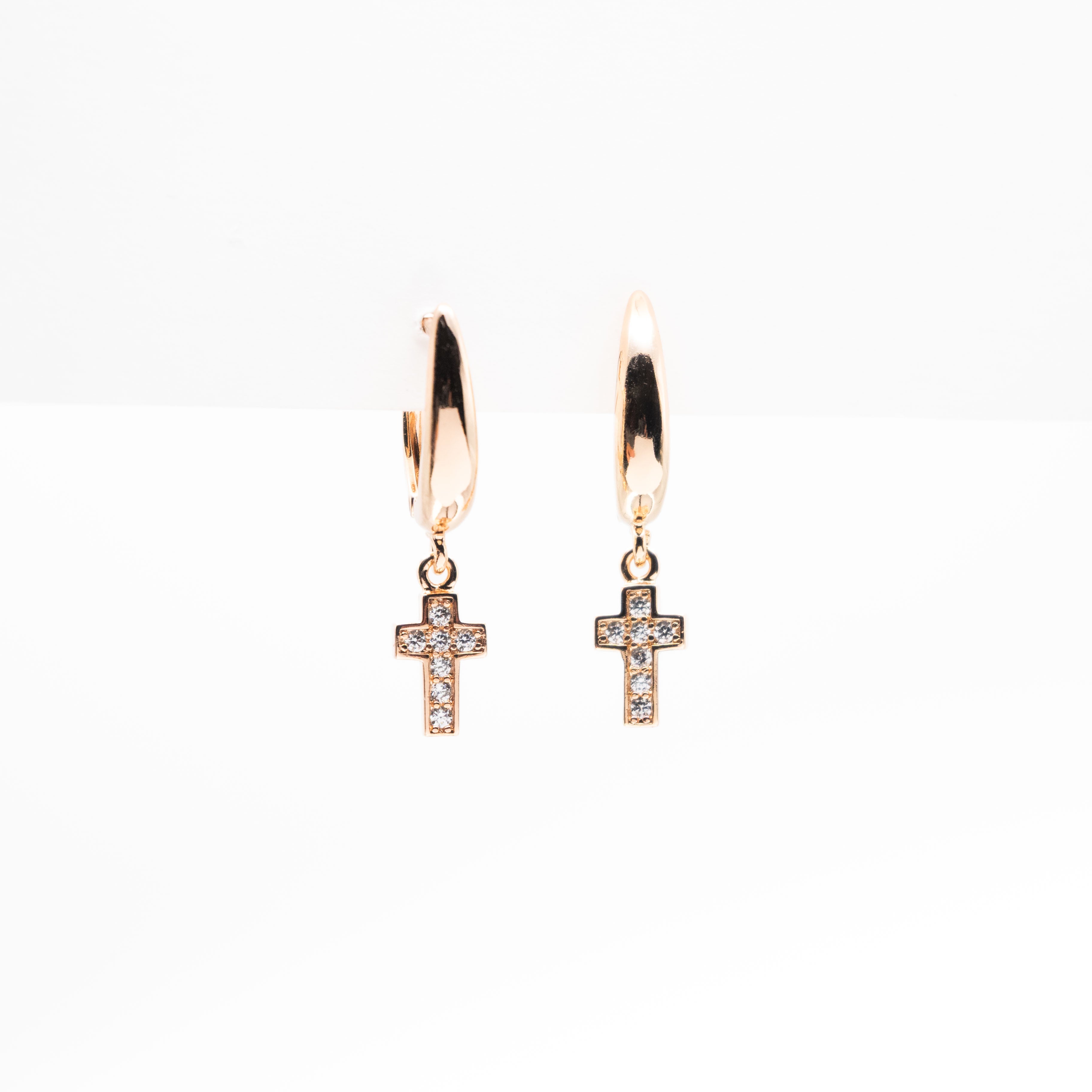 Aretes De Cruz Colgante Strass