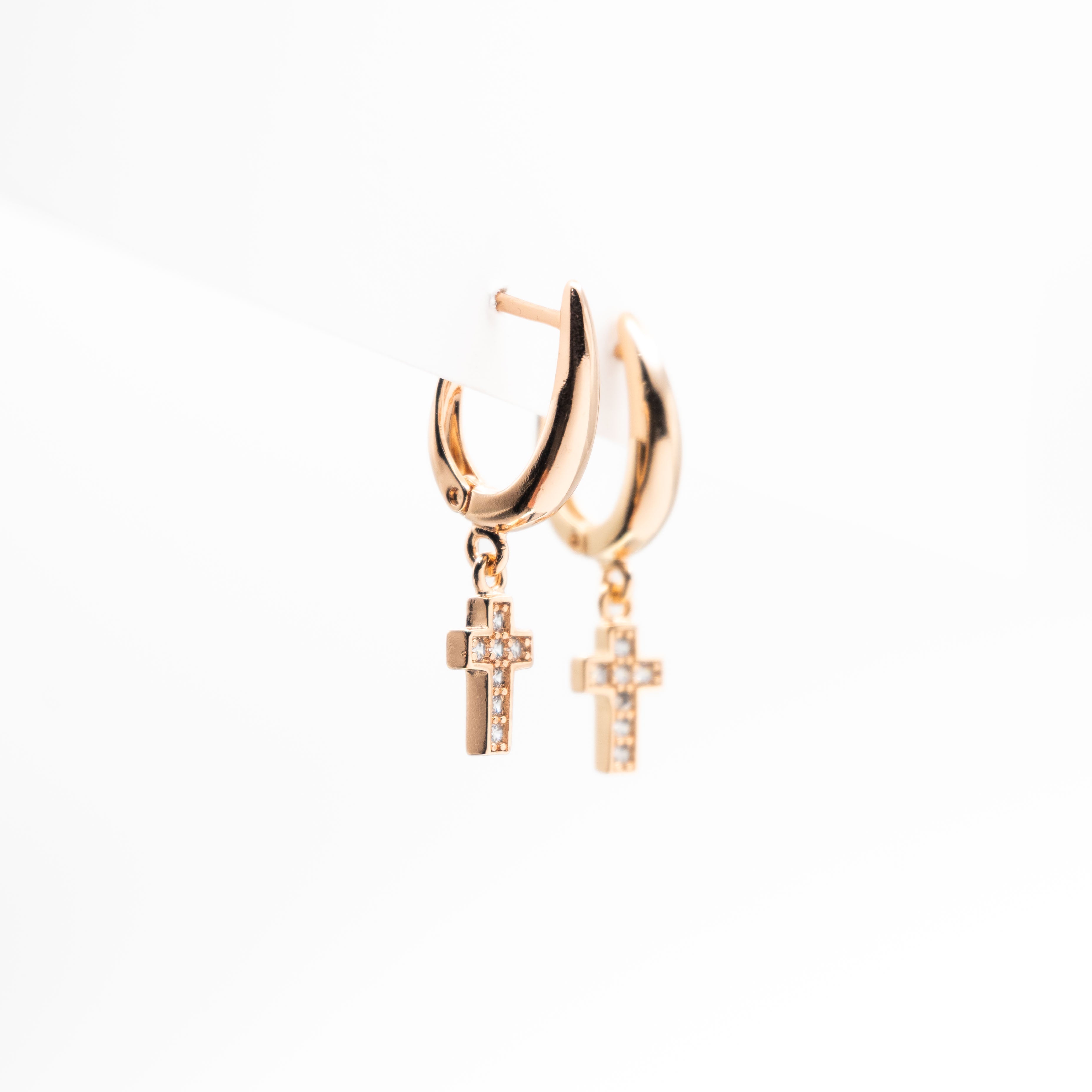 Aretes De Cruz Colgante Strass